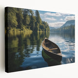 Stretched canvas wall art showcasing a serene lake landscape design, featuring vibrant colors and intricate details, perfect for home decor enhancement.