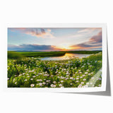 Stunning rolled print of a serene lake landscape, showcasing vibrant blues and greens, ideal for wall decor in modern or rustic interiors, packaged securely in a tube.