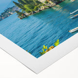 Rolled canvas artwork showcasing a serene lake landscape with vibrant colors and textured details, ideal for home decor and artistic inspiration.