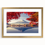 Elegant gold-framed wall art showcasing a serene lake landscape design, featuring soft blues and greens, perfect for adding a touch of tranquility to any room decor.