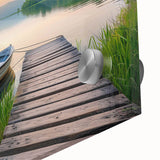 Close-up of a stunning acrylic glass wall art piece featuring a vibrant landscape with serene lakes and lush greenery, perfect for home decor.