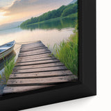 Framed canvas wall art showcasing a serene lake landscape with vibrant colors and intricate details, ideal for home decor. The artwork captures the tranquility of nature.