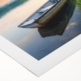 Serene landscape wall art featuring a tranquil lake surrounded by lush greenery and vibrant trees, printed on high-quality rolled canvas for elegant home decor.