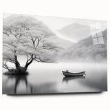 Acrylic glass wall art collection showcasing serene lakeside landscapes, featuring vibrant colors and intricate details, ideal for modern home decor.