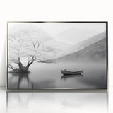 Framed acrylic wall art featuring a serene lake landscape in a silver frame, showcasing vibrant colors and intricate details, ideal for home decor enhancement.