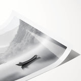 Vibrant landscape wall art print showcasing a serene lake surrounded by lush greenery, designed for home decor. Features bright colors and calming scenery.