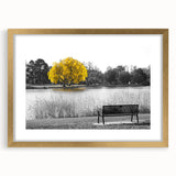 Framed wall art from the Landscapes & Lakes collection, showcasing a serene lake scene with vibrant colors and a gold mat, ideal for home decor.