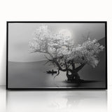 Framed acrylic wall art featuring a serene lake landscape design, showcasing vibrant blues and greens, ideal for enhancing modern home decor with nature-inspired aesthetics.