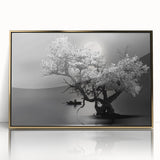 Framed wall art collection showcasing a serene lakeside landscape design with a gold-accented frame, perfect for enhancing home decor and adding tranquility.