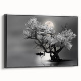 Framed wall art collection featuring serene lake landscapes in vibrant colors, showcasing a black frame with a sleek side view, perfect for home decor.