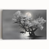 Stretched canvas wall art showcasing a serene lakeside landscape with vibrant colors, ideal for home decor and enhancing interior aesthetics.
