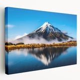 Stretched canvas wall art showcasing a serene lakeside landscape design with vibrant colors, ideal for home decor or office spaces, emphasizing tranquility and nature.