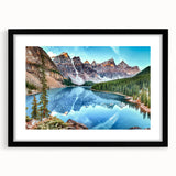 Framed wall art collection showcasing serene lake landscapes, featuring a black mat and elegant frame, perfect for enhancing home decor. Ideal for nature lovers.