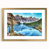 Framed wall art collection featuring serene lake landscapes with a gold mat, ideal for enhancing home decor. Perfect for nature lovers and art enthusiasts.