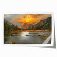 Rolled print of serene lake landscape featuring vibrant blues and greens, designed for wall décor, showcasing natural beauty and tranquility in home settings.
