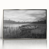 Framed acrylic wall art showcasing a serene landscape with tranquil lakes, surrounded by a stylish silver frame, perfect for modern home decor.