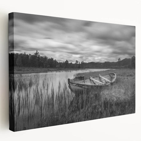 Stretched canvas wall art depicting a serene lake landscape with vibrant colors and intricate details, perfect for enhancing home decor in contemporary settings.
