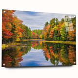 Acrylic glass wall art collection showcasing a serene landscape of lakes, featuring vibrant colors and a side view with decorative pins for easy display. Perfect for nature lovers and modern decor enthusiasts.