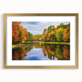 Elegant wall art collection featuring a framed landscape design of serene lakes, presented with a gold mat and a stylish front view, perfect for home decor.