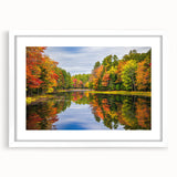 Framed wall art collection showcasing serene lake landscapes, featuring a white mat and sleek frame, perfect for adding a tranquil touch to home decor.