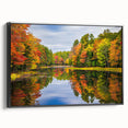 Framed wall art collection showcasing serene lake landscapes with rich colors and intricate details, presented in a stylish black frame for elegant decor.