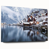 Acrylic glass wall art collection depicting serene landscapes and lakes in vibrant colors, showcased from a side view without pins, ideal for home decor.