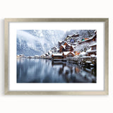 Framed wall art collection showcasing serene landscapes of lakes, featuring a silver mat and elegant design, perfect for home decor enhancement.