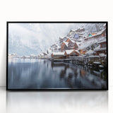 Framed acrylic wall art showcasing a serene lake landscape, featuring vibrant blues and greens, perfect for enhancing modern home decor. Ideal for nature lovers seeking tranquility.