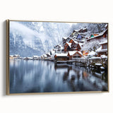 Framed canvas wall art showcasing a serene lake landscape design with golden accents, perfect for home decor. The composition highlights tranquil water reflections and lush greenery, ideal for enhancing any living space.