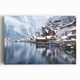 Stretched canvas wall art featuring a serene lake landscape design with vibrant colors, perfect for home decor and enhancing interior aesthetics.
