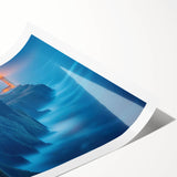 Stunning lighthouse wall art print showcasing a serene coastal landscape at sunset, featuring vibrant colors and detailed textures, perfect for home decor.