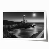 Rolled print showcasing a serene lighthouse landscape design, featuring vibrant blues and greens, ideal for coastal-themed decor, and protected in a sturdy cardboard tube.