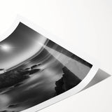 Coastal landscape wall art featuring a vibrant lighthouse design with waves crashing against rocks, perfect for nautical-themed home decor.