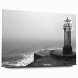 Acrylic glass wall art featuring a side view of a coastal lighthouse design, showcasing vibrant colors and intricate details, ideal for beach-themed decor.