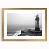 Elegant gold-framed wall art collection showcasing a serene lighthouse design set against a tranquil landscape, perfect for enhancing home decor with a nautical theme.