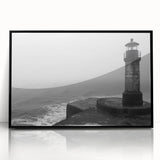 Framed acrylic wall art showcasing a lighthouse design against a vibrant landscape, featuring a sleek black frame and ideal for coastal decor enthusiasts.