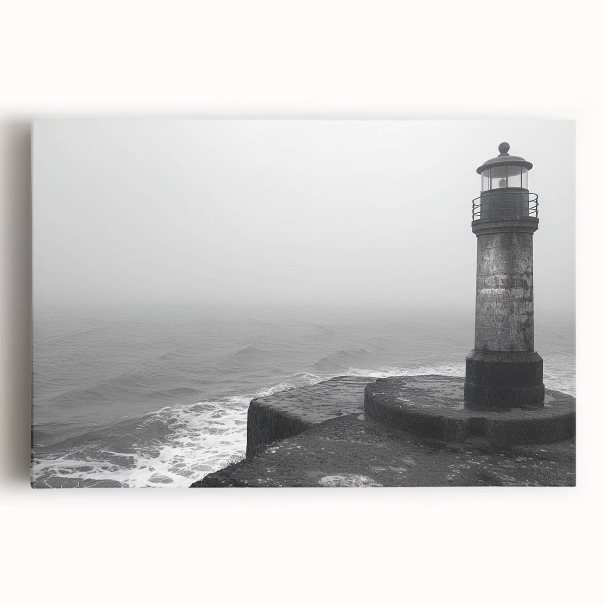 Stretched canvas wall art showcasing a vibrant lighthouse landscape design, featuring vivid colors and detailed textures, perfect for coastal-themed decor.