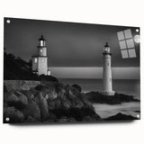 Acrylic glass wall art showcasing a stunning seaside lighthouse design, featuring vibrant colors and intricate details, perfect for coastal-themed decor.