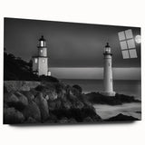 Acrylic glass wall art showcasing a side view of a lighthouse design, featuring vibrant colors and intricate details, perfect for nautical-themed decor.
