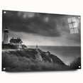 Acrylic glass wall art collection featuring a vibrant lighthouse landscape design, showcasing vivid colors and intricate details, perfect for home decor.