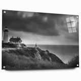 Acrylic glass wall art collection featuring a vibrant lighthouse landscape design, showcasing vivid colors and intricate details, perfect for home decor.