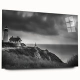 Acrylic glass wall art featuring a vibrant lighthouse landscape design, showcasing vivid colors and intricate details, ideal for coastal-themed home décor.
