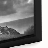 Framed canvas artwork showcasing a vibrant lighthouse design surrounded by a serene landscape, emphasizing rich colors and detailed textures, perfect for coastal decor.