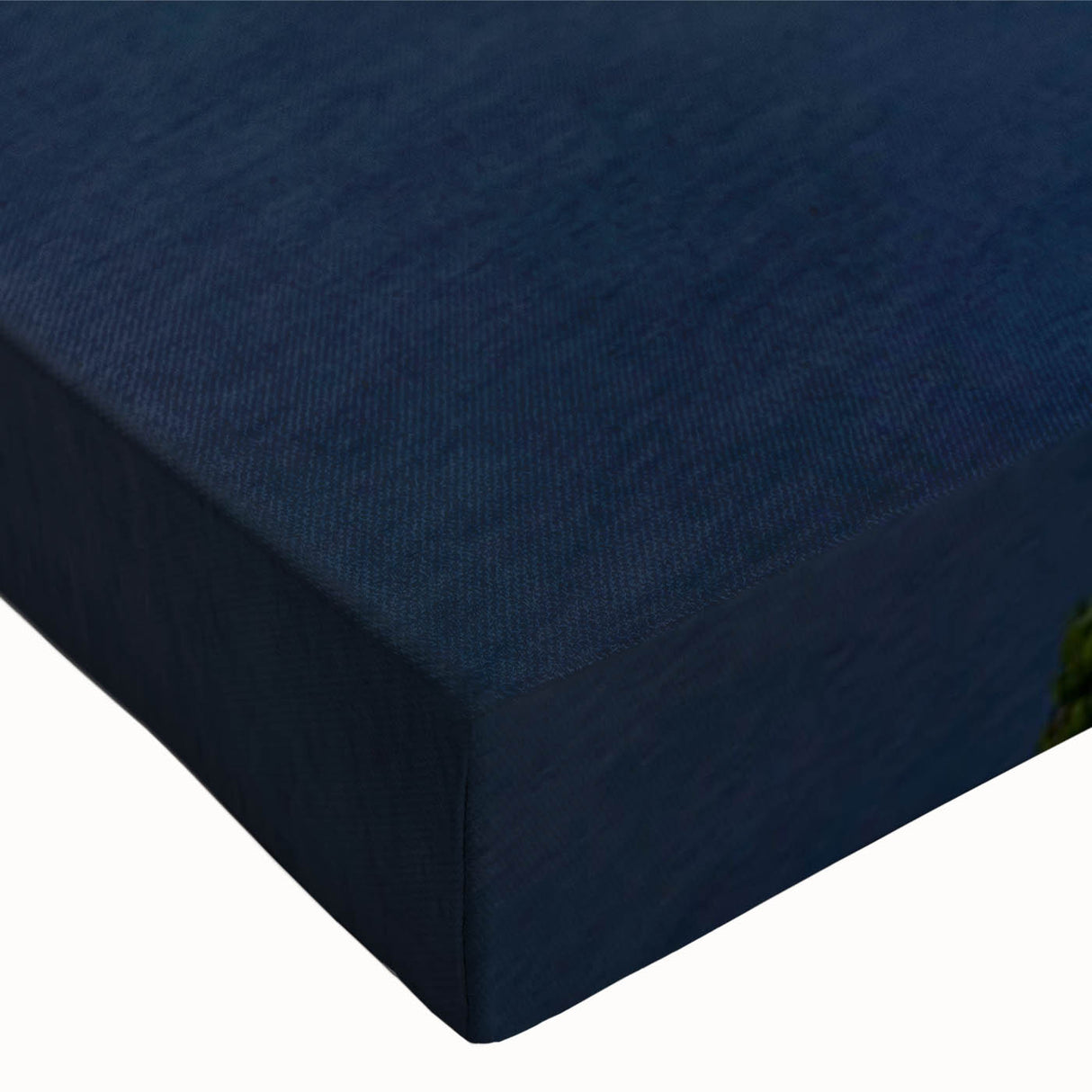 Close-up of a stretched canvas wall art piece depicting a serene lighthouse landscape, showcasing vibrant blues and greens, perfect for coastal home decor.