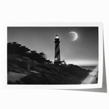 Landscape wall art print showcasing a vibrant lighthouse design against a serene ocean backdrop, rolled for easy shipping, perfect for home decor enthusiasts.