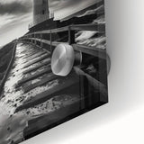 Close-up of a vibrant acrylic glass wall art piece featuring a serene lighthouse landscape design, perfect for nautical-themed decor, showcasing rich colors and intricate details.