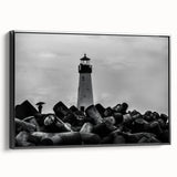 Framed canvas wall art depicting a scenic lighthouse landscape design with vibrant colors and detailed textures, perfect for enhancing home decor.
