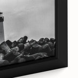 Framed canvas wall art featuring a serene lighthouse landscape design, showcasing vibrant colors and intricate details, perfect for coastal-themed decor.