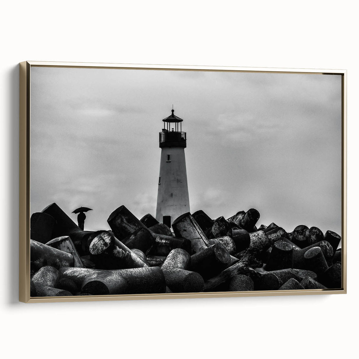 Framed canvas wall art featuring a coastal lighthouse design, set against a serene landscape with vibrant colors and intricate details, ideal for home decor.