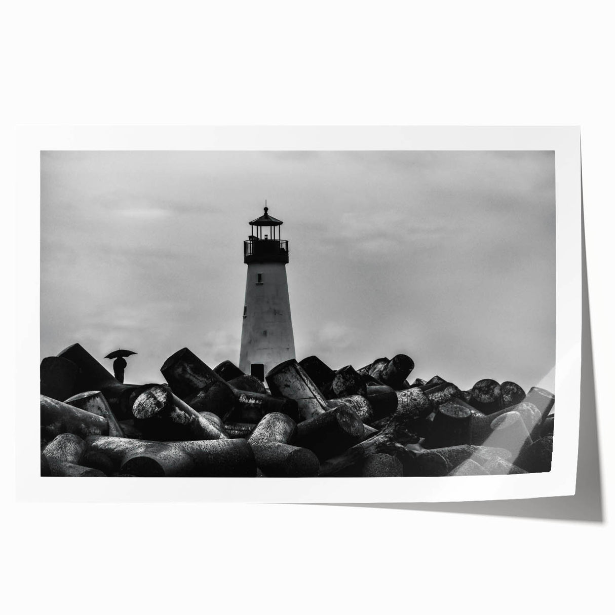 Rolled print showcasing a vibrant lighthouse landscape design, featuring rich colors and detailed textures, ideal for coastal-themed home decor. Perfectly packaged for safe delivery.